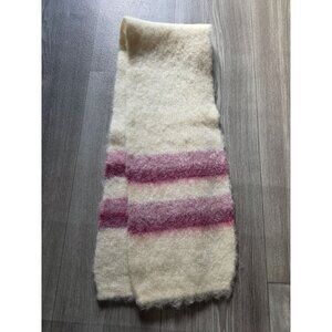 Vintage Hand-Knitted Wool & Mohair Striped Scarf